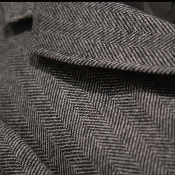 Grey Herringbone Wool Jacket 38R - Picture 5 of 6